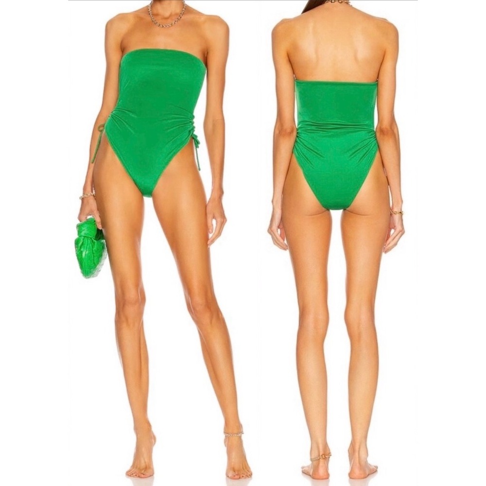 AEXAE Green Gathered One-Piece Swimsuit Size‎ Large NWT